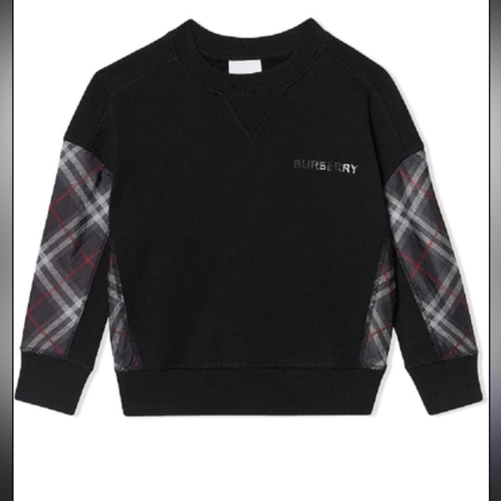 BURBERRY
Kids' Vintage Check Panel Cotton Sweatshirt In Black